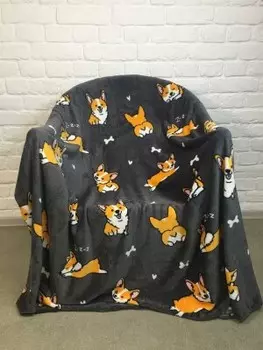 Плед микрофибра корги 180 x200 см серый