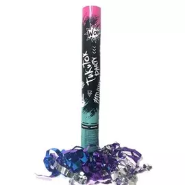 Пневмохлопушка патибум 30 см тикиток пати розовый/голобой серпантин