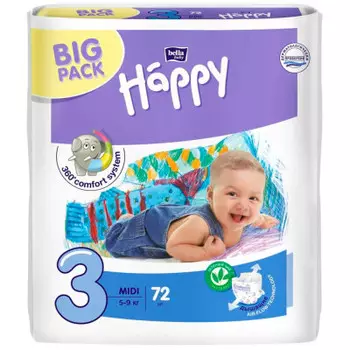 Подгузники Bella Baby Happy 72шт Midi 5-9кг 3