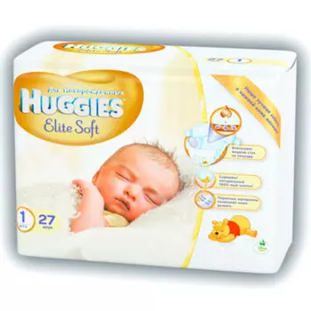 Подгузники Huggies Elite Soft 27шт до 5кг 1