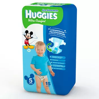 Подгузники Huggies Ultra Comfort 15шт 12-22кг 5 для мальчиков