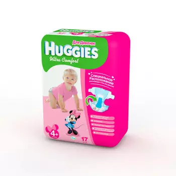 Подгузники Huggies Ultra Comfort 17шт 10-16кг 4+ для девочек