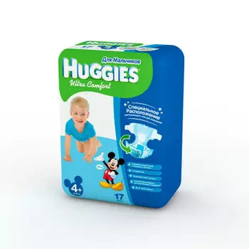Подгузники Huggies Ultra Comfort 17шт 10-16кг 4+ для мальчиков