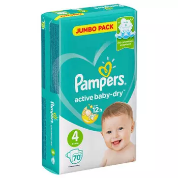 Подгузники Pampers Active Baby 70шт maxi 9-14кг джамбо 4