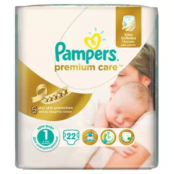 Подгузники Pampers Premium 22шт Newborn 2-5кг 1