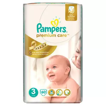 Подгузники Pampers Premium 60шт Midi 4-7кг 3