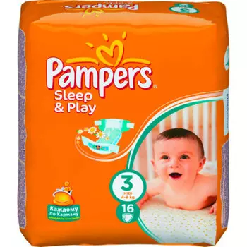 Подгузники Pampers Sleep and Play 16шт Midi 4-9/6-10кг 3