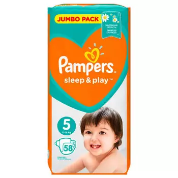 Подгузники Pampers Sleep and Play 58шт Junior 11-16кг джамбо 5