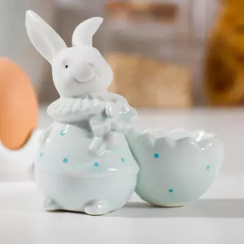 Подставка для яйца Зайчонок 8*4*8,5см голубая 5361864