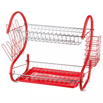 Подставка-сушилка под посуду+пластиковый поддон Agness 40*25*37см) 917-017