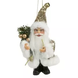 Подвеска новогодняя магик тайм дед мороз в золотистой шубке пвх/полиэстер 9 x5x13 см 88679