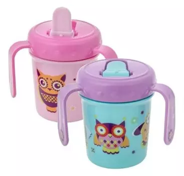 Поильник курносики 210мл жесткий носик совята 6+ 17039