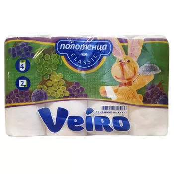 Полотенца бумажные виеро 4 шт 2-х слойные