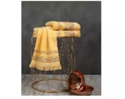 Полотенце махровое с бахромой 30х50 биатрис жёлтый