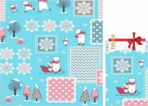 Полотенце рогожка тач 35*60 см снеговики на хангере