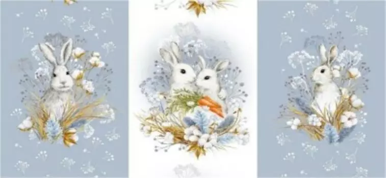 Полотенце рогожка тач 48*60 см зайцы на хангере