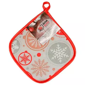 Прихватка кухонная домвелл 177/1 снежинка красная 282841