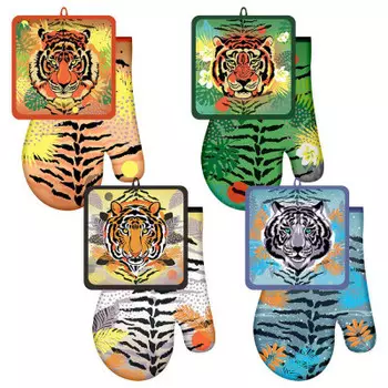 Прихватка с рукавийей ауф тигр 2 предмета hn88-393