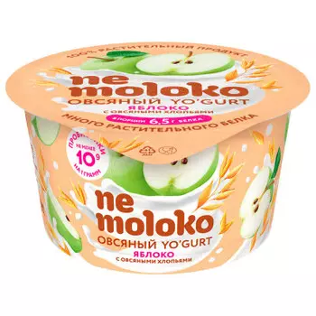Продукт овсяный Nemoloko 130 г йогурт яблоко с овсяными хлопьями