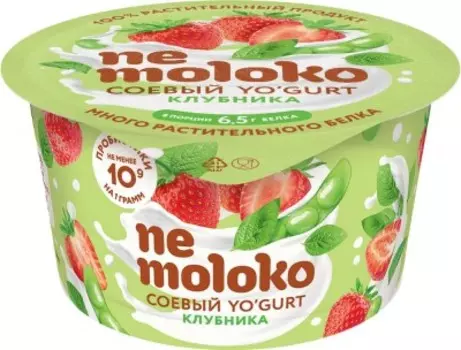 Продукт соевый Nemoloko 130г йогурт с клубникой