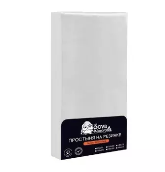 Простынь на резинке 160*200 см сова и жаворонок белая трикотажная