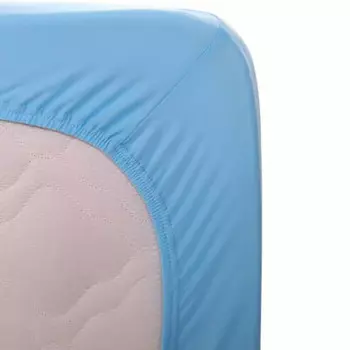 Простыня на резинке голубой 180*200