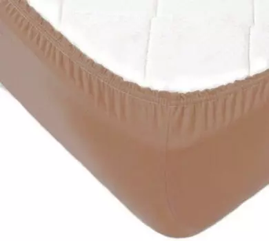 Простыня трикотажная на резинке 140*200*20см коричневая