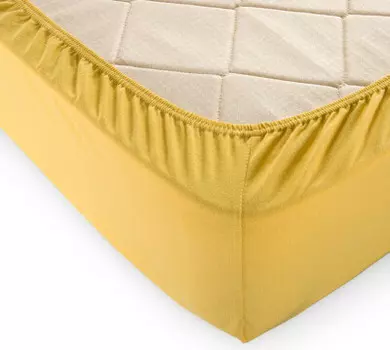 Простыня трикотажная на резинке 160*200*20 см горчичный