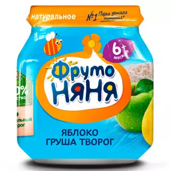 Пюре фрутоняня 100г яблоко груша творог с 6 месяцев