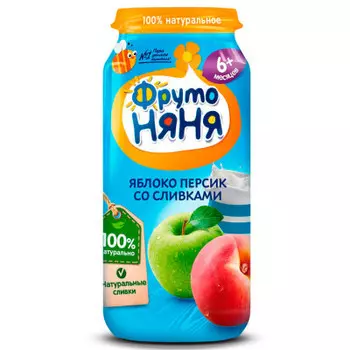 Пюре ФрутоНяня 250г яблоко персик со сливками с 6 месяцев