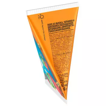 Пюре питьевое Агуша 65г яблоко клубника земляника и клюква с 6 месяцев