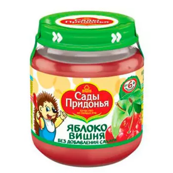 Пюре Сады Придонья 120г яблоко вишня без сахара с 6 месяцев стекло