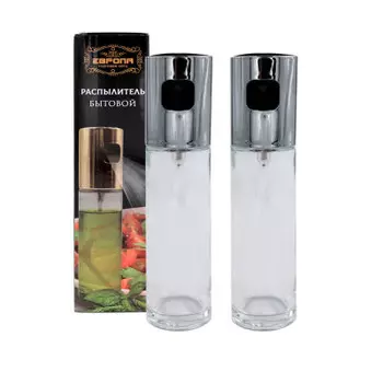 Распылитель Европа 17.5 см серебряный пластик+стекло yj-008 2шт