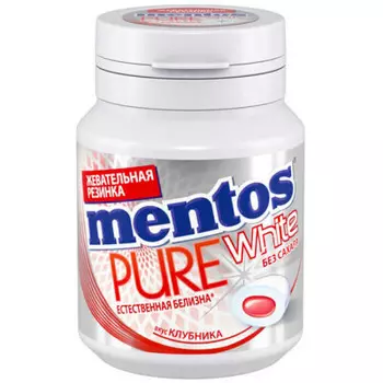 Резинка жевательная Mentos пур вайт 54г со вкусом клубники Pure White