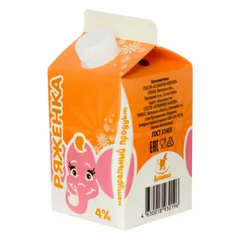 Ряженка 450г 4% Тетра-пак Кузминки-молоко