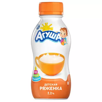 Ряженка агуша 180 г 3, 2% пл/бут