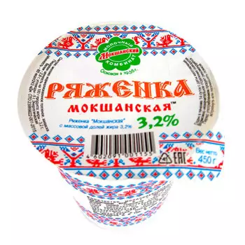Ряженка Мокшанская 450г 3,2% стакан