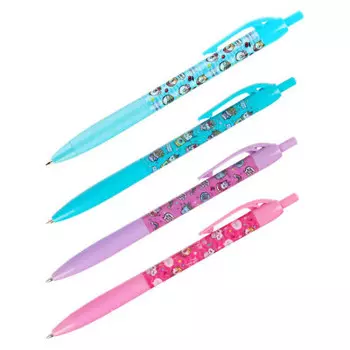 Ручка шариковая автоматическая артспейс кот-сластена синяя 0.7 мм корпус ассорти 314412