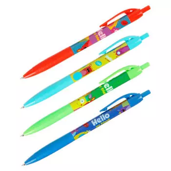 Ручка шариковая автоматическая артспейс монстрики синяя 0.7 мм корпус ассорти 314413