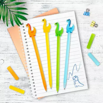 Ручка шариковая с топпером юнландия динозаврик синяя 0.7 мм ассорти 143809