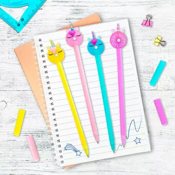 Ручка шариковая с топпером юнландия единорог-пончик синяя 0.7 мм ассорти 143803