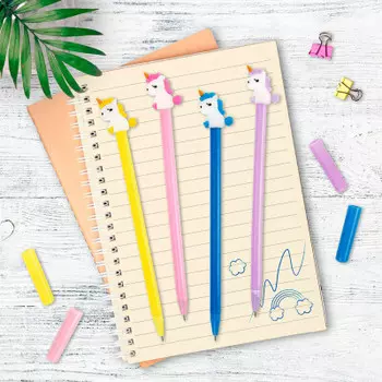 Ручка шариковая с топпером юнландия единорог синяя 0.7 мм ассорти 143805