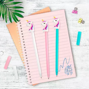 Ручка шариковая с топпером юнландия единорожка синяя 0.7 мм ассорти 143806