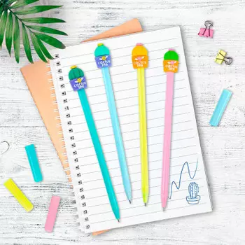 Ручка шариковая с топпером юнландия кактус синяя 0.7 мм ассорти 143800