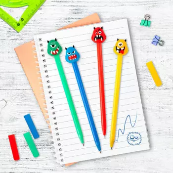 Ручка шариковая с топпером юнландия монстрик синяя 0.7 мм ассорти 143798