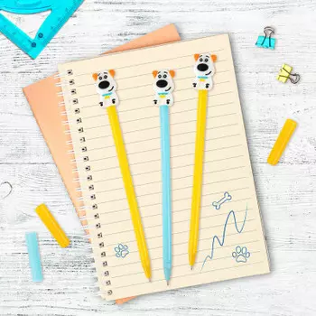 Ручка шариковая с топпером юнландия собачка ассорти синяя 0.7 мм 143807 143807