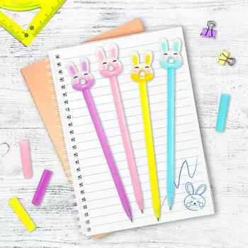 Ручка шариковая с топпером юнландия зайка-пончик синяя 0.7 мм ассорти 143802