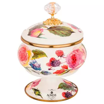 Сахарница 0.85 л 14 см агнесс пионы ножка с крышкой 950-029