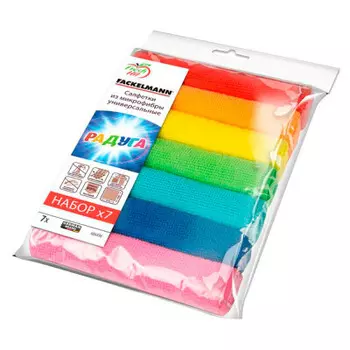 Салфетка 7 шт 30*30 см факельман радуга универсальные микрофибра 686487