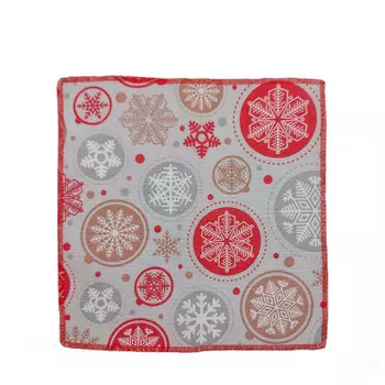 Салфетка домвелл 30*30 см 177/1 снежинка красная 282842